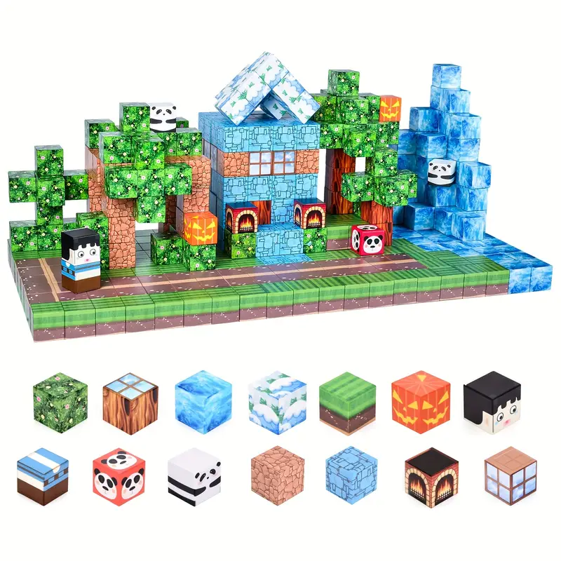 Конструктор магнитный Minecraft Дом с пандами 100 шт. (2698859963) - фото 1