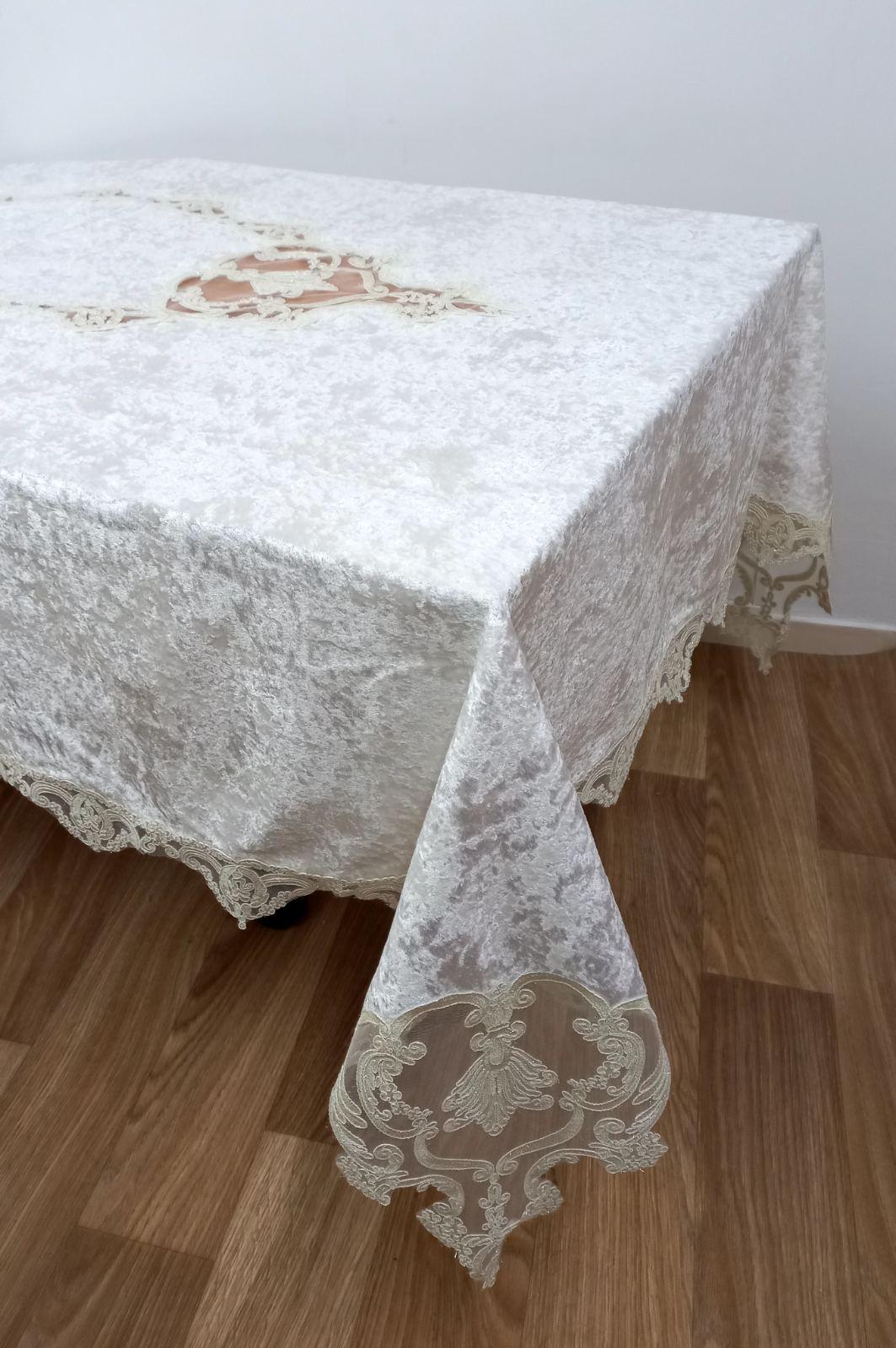 Скатертина велюрова Acme Tekstil PVS Odin 110x160 см Krem (CN30928)