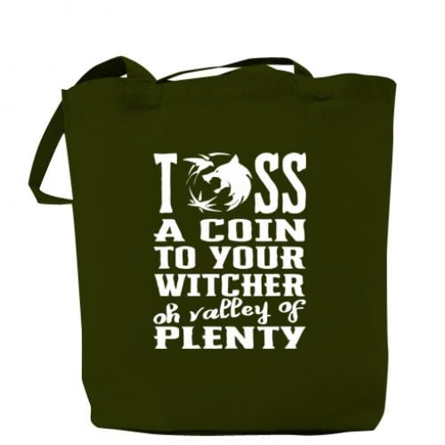 Шоппер Toss a coin to your witcher oh valley of plenty 37x41 см Хаки (4368473-23-108699)