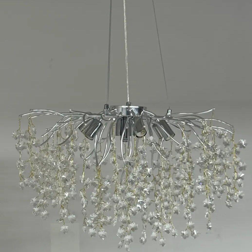 Люстра Sirius с хрустальными подвесами под двенадцать ламп G9 Хром (WM-7020/600)