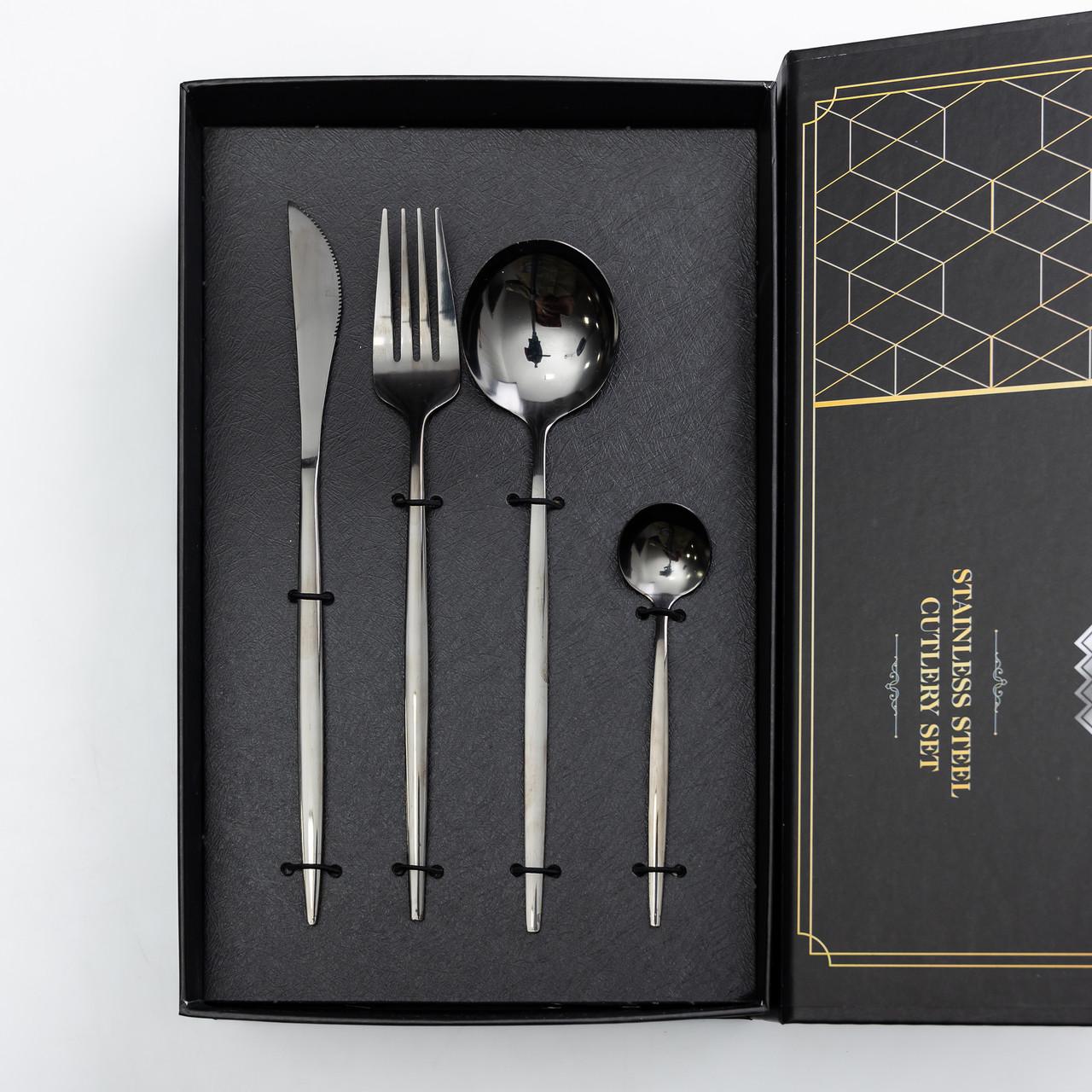 Набор столовых приборов на 6 персон 24 предмета Черный (6563) - фото 5