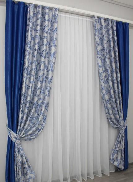 Штори комбіновані блекаут 1,5х2,7 м 2 шт. Синій/Сірий (016дк/10-500) - фото 4