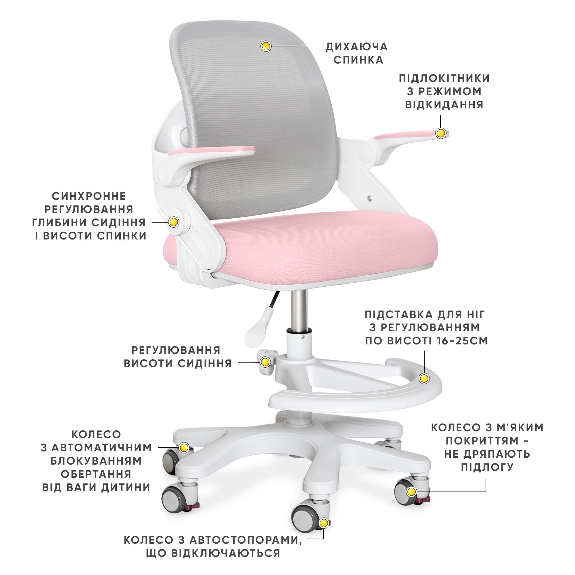 Крісло дитяче Mealux Neo Air Pink/Grey (Y-308 KPG) - фото 4 Крісло дитяче Mealux Neo Air Pink/Grey (Y-308 KPG) - фото 4