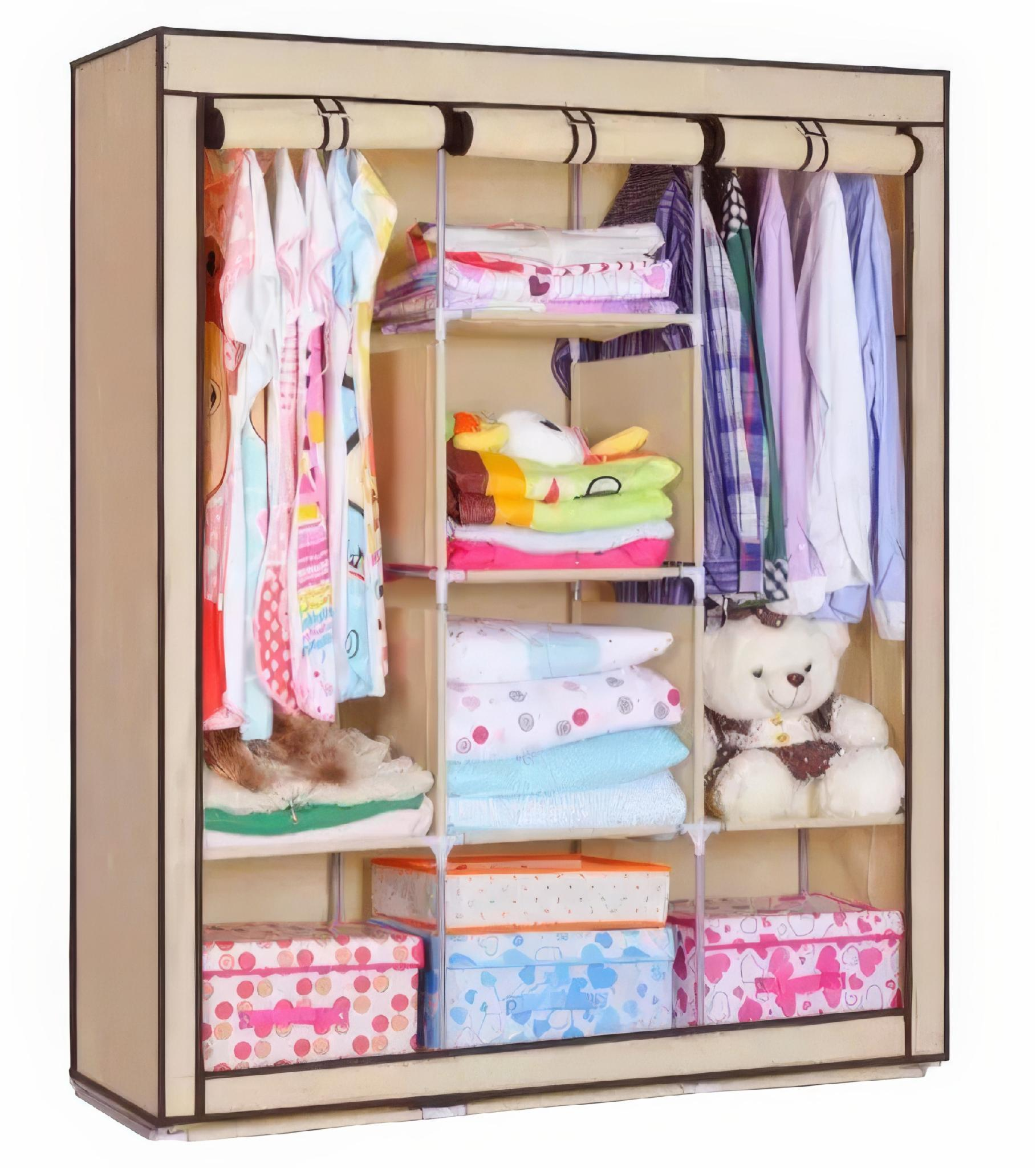 Тканинна шафа для одягу Storage Wardrobe 88130 130х45х175 см Бежевий - фото 1