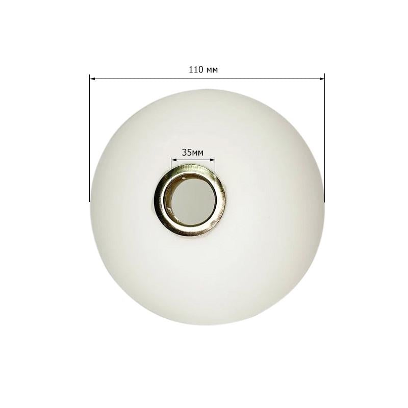 Плафон скляна куля Біла матова ⌀110 мм з накладкою в кольорі хром під лампу G9 Економ - фото 5 Плафон скляна куля Біла матова ⌀110 мм з накладкою в кольорі хром під лампу G9 Економ - фото 5