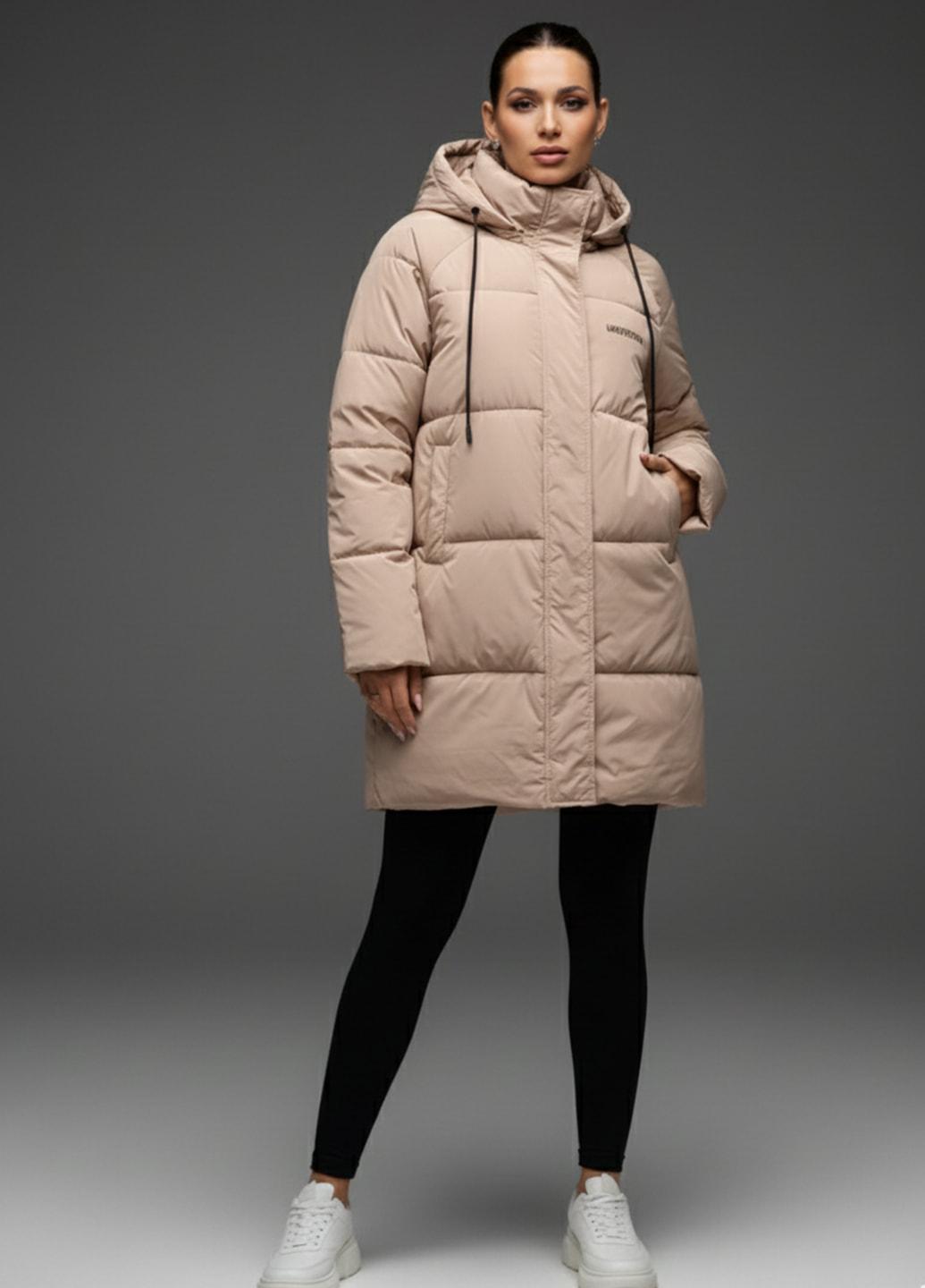 Куртка женская зимняя к-052 р. 42 Бежевый (31410476)