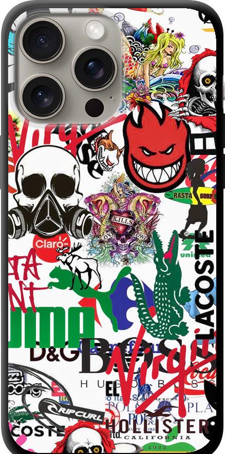 Чехол на iPhone 15 Pro Max Many different logos (4022b-3098-42517)