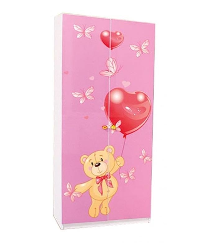 Шкаф для детской комнаты Світ Меблів Мульти 2Д Мишки из ДСП 800х520х1200 мм Белый/Розовый (7930)