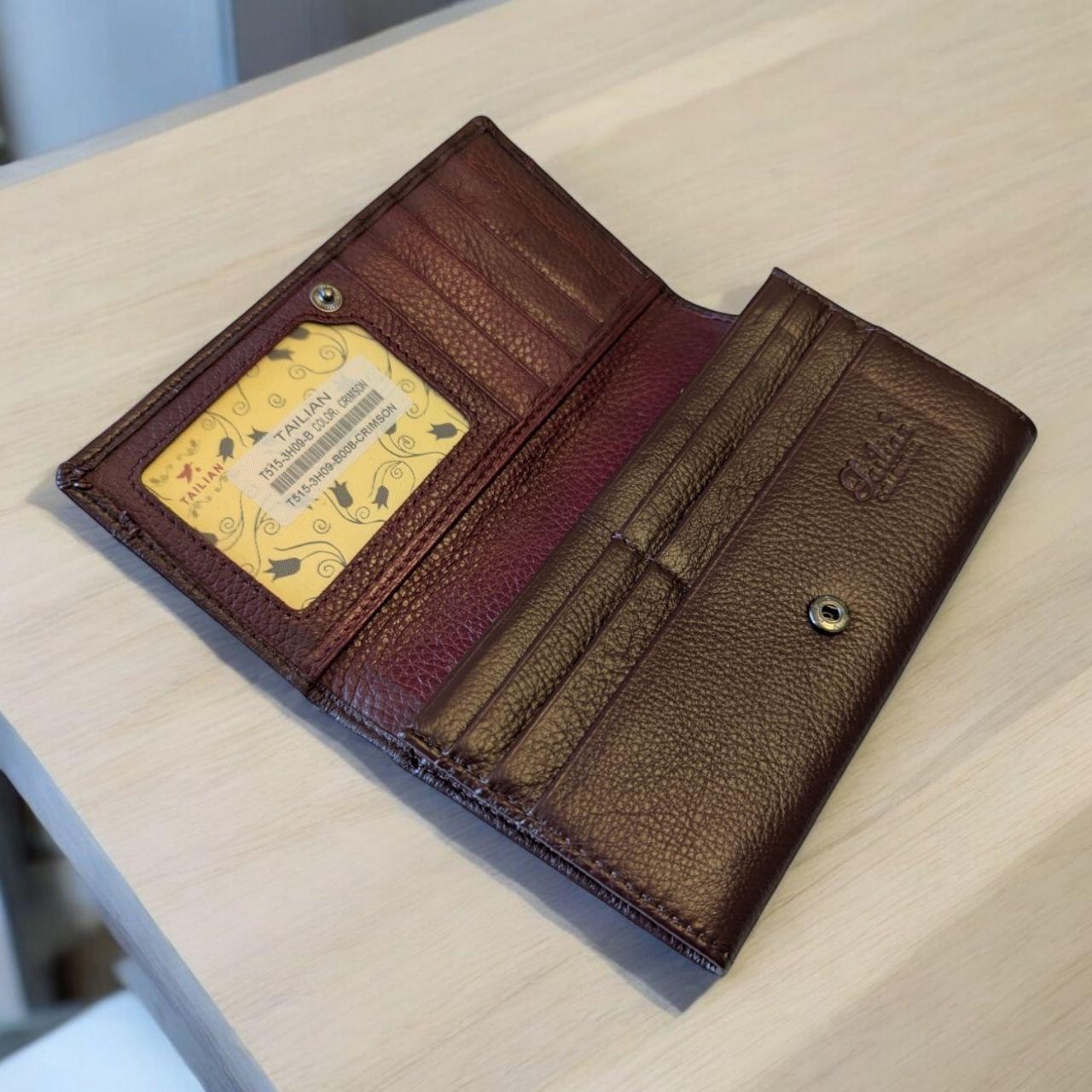 Гаманець жіночий на кнопці середнього розміру TAILIAN 17х10 см Коричневий (Т-515) - фото 5 Гаманець жіночий на кнопці середнього розміру TAILIAN 17х10 см Коричневий (Т-515) - фото 5