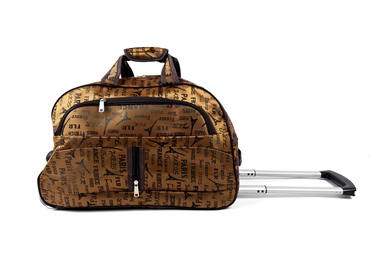 Сумка на колесах CQW з вежами 65 л 60x32x36 см Коричневий (720975540)