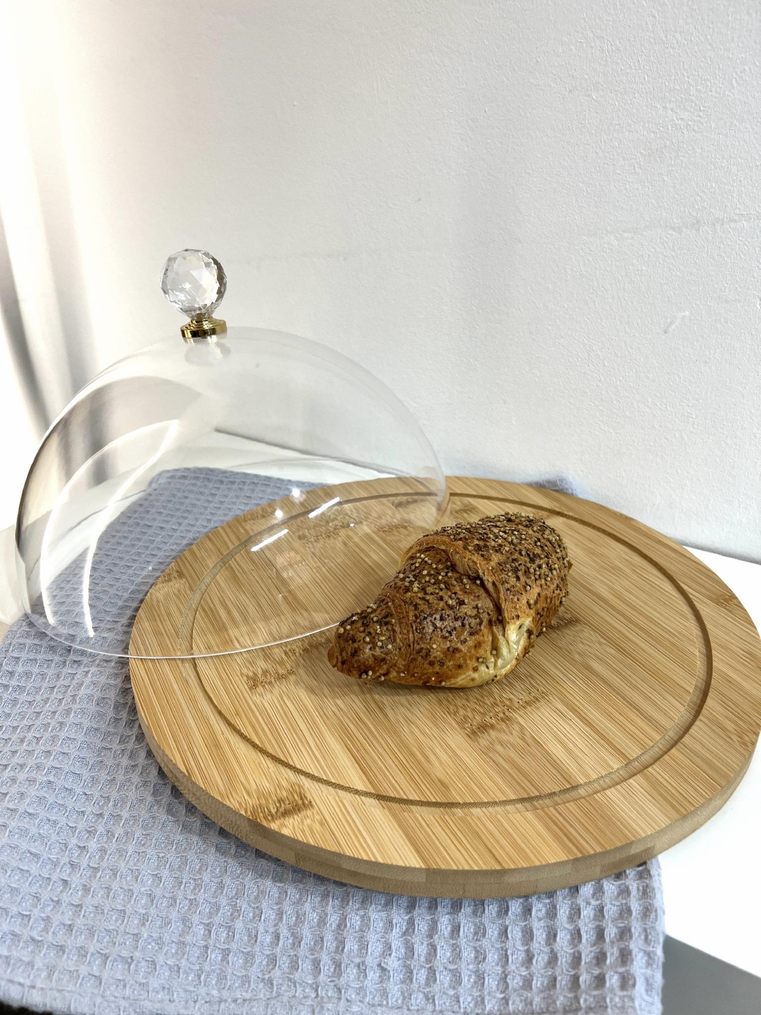 Тортівниця з кришкою бамбук/акрил d 30 см h1 1,5 см - фото 8