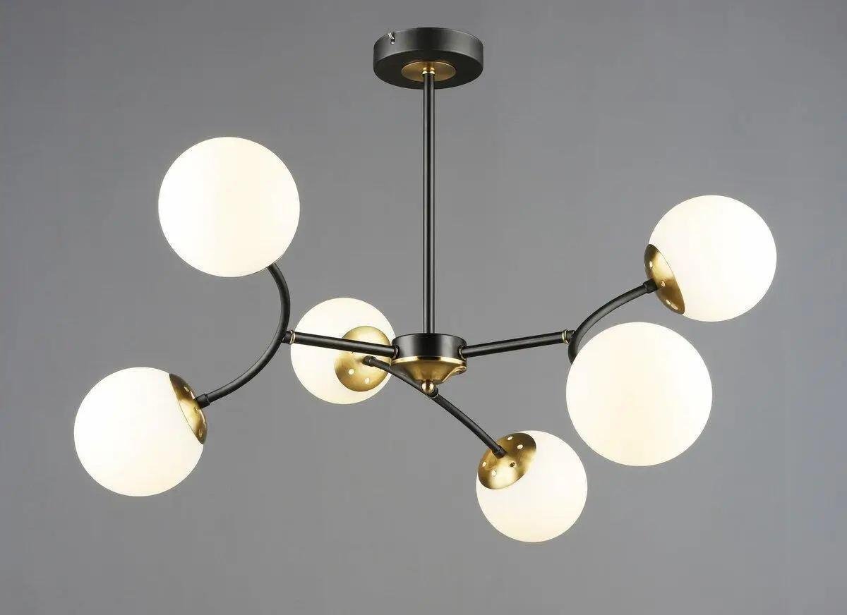 Люстра стельова Valeso на шість скляних плафонів Е27 IP20 B N6612/6 BK+COP Чорний/Мідний (28686428)