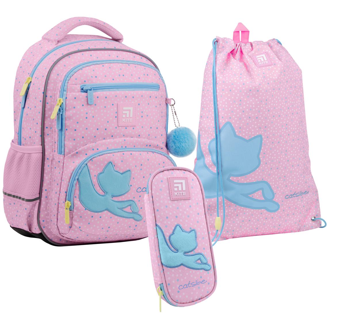 Школьный набор Kite Education Catsline полукаркасный рюкзак/пенал/сумка для обуви (202267)
