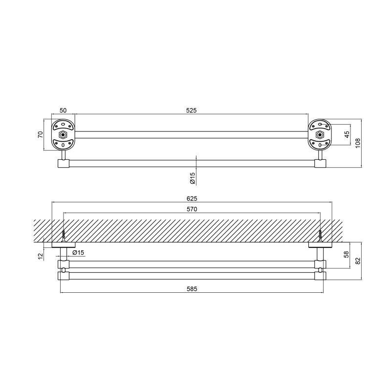 Полотенцедержатель Lidz CRM 114.01.02 65 см (24843704) - фото 2 Полотенцедержатель Lidz CRM 114.01.02 65 см (24843704) - фото 2