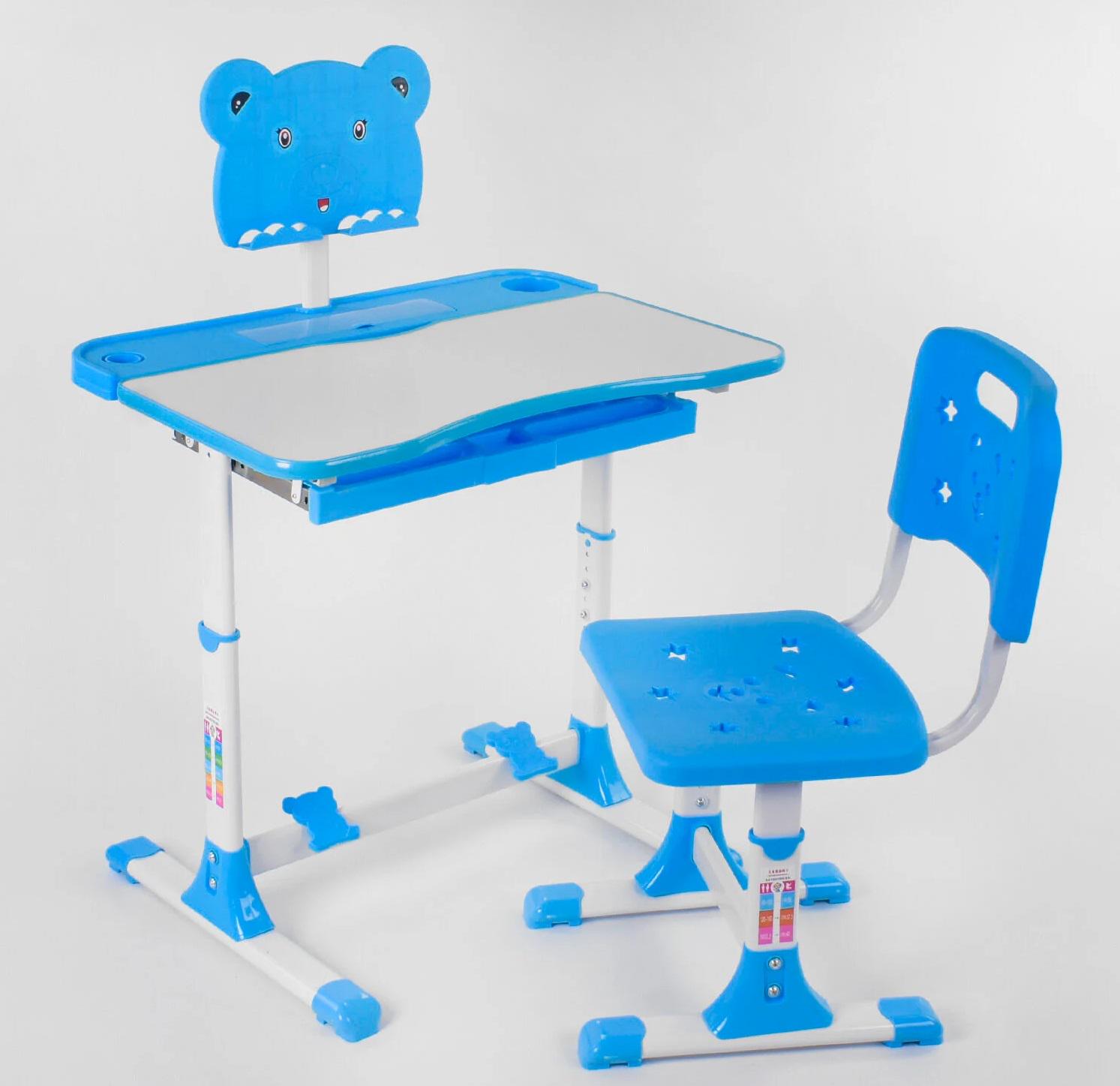 Парта со стульчиком регулируемая высота и угол наклона столешницы металл/пластик 70х49 см Blue (94159)