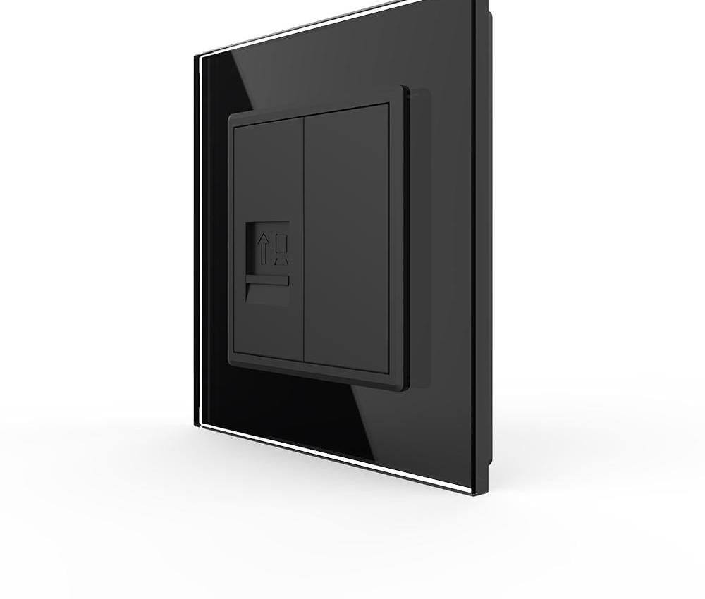 Розетка компьютерная LIVOLO RJ-45 LIVOLO дизайнерская настенная стеклянная рамка Черный (VL-C7FCCP/FCMB-2BP)