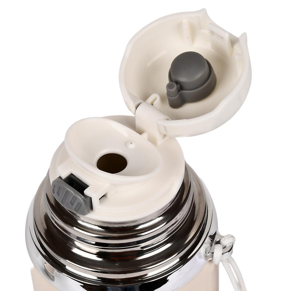 Термос с кнопочным дозатором и чашкой Stenson MT-5349-0.6 пластиковый с ручкой 600 мл Белый (525eb7bf) - фото 2