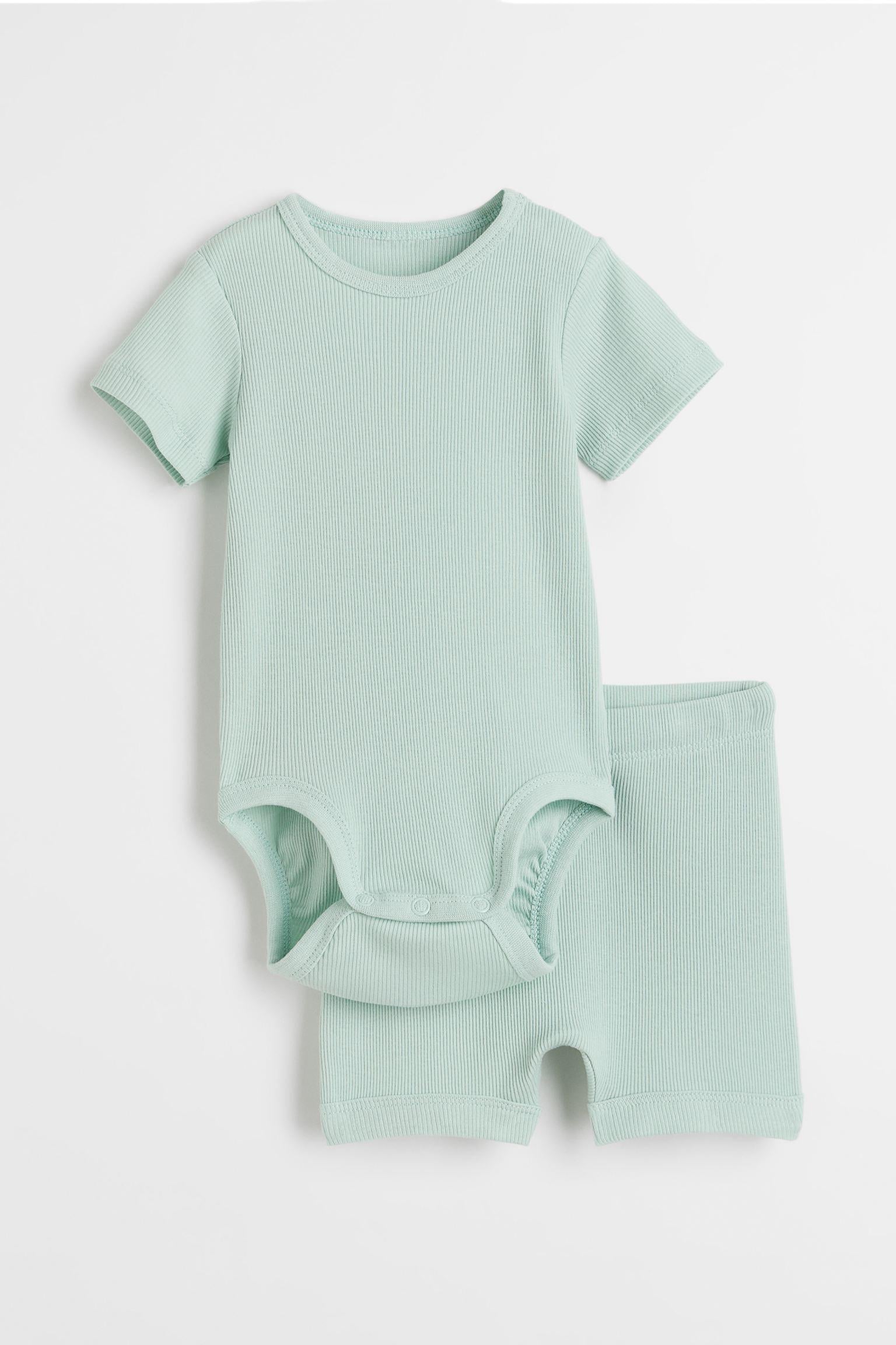 Комплект H&M боді/шорти 104 см Ментоловий (S1807942804)