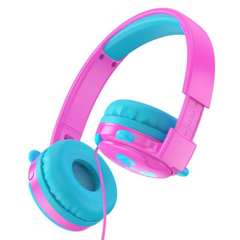 Навушники провідні накладні Hoco W31 Childrens 1,2 м Pink/Blue (00000049157_2) - фото 2