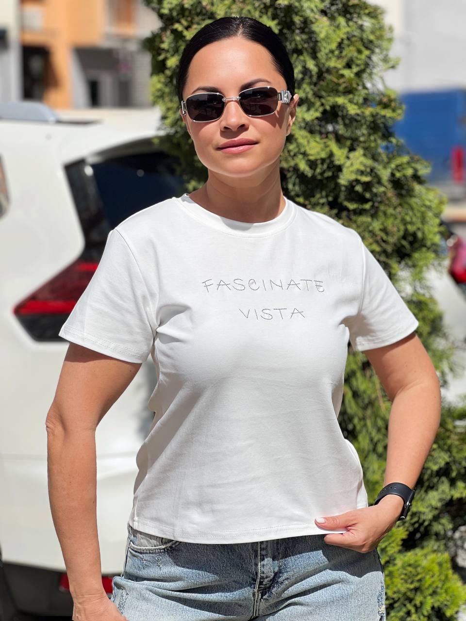 Футболка женская A-N 2632-32 вышиванка средняя длина базовая по фигуре OS Белый (2029)