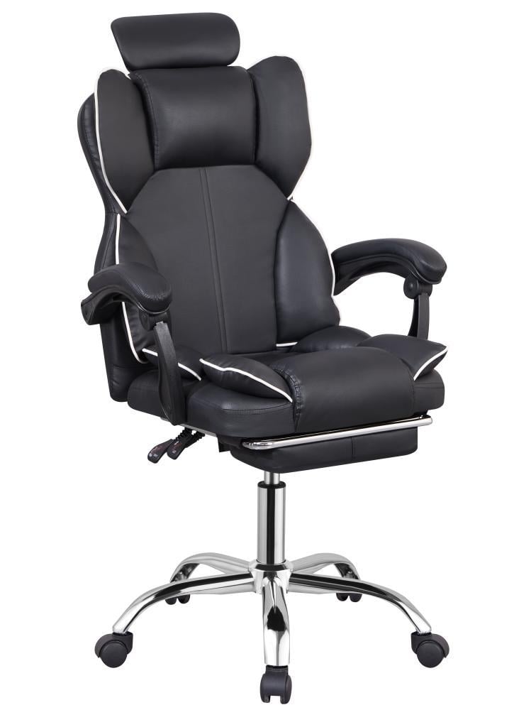 Кресло офисное с подставкой для ног Bonro B-058 из экокожи Черно-белый (147-76-42401151)
