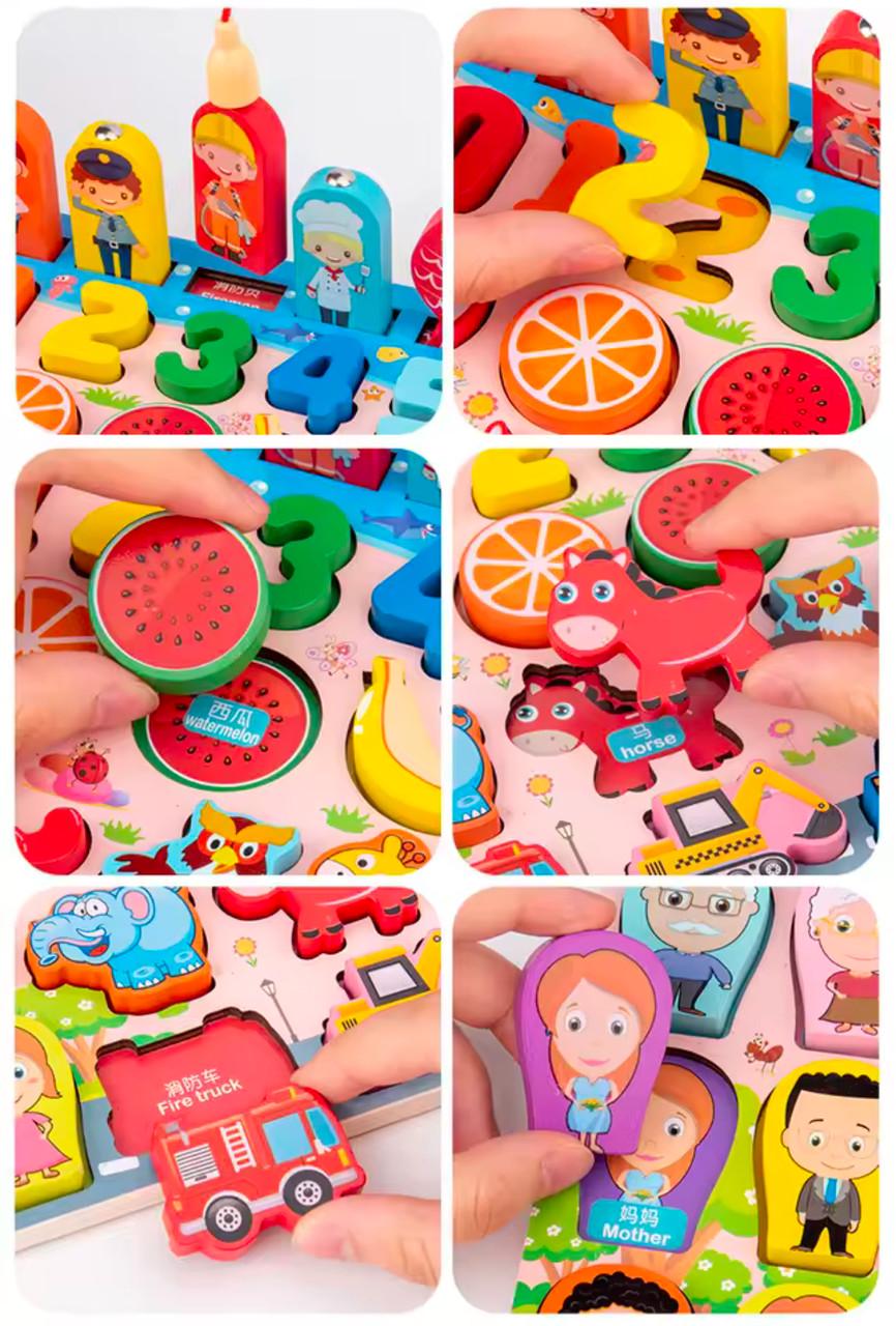 Сортер-пазл магнитный для детей 3в1 с цифрами/фруктами/животными и удочкой деревянный 45х18 см - фото 3 Сортер-пазл магнитный для детей 3в1 с цифрами/фруктами/животными и удочкой деревянный 45х18 см - фото 3