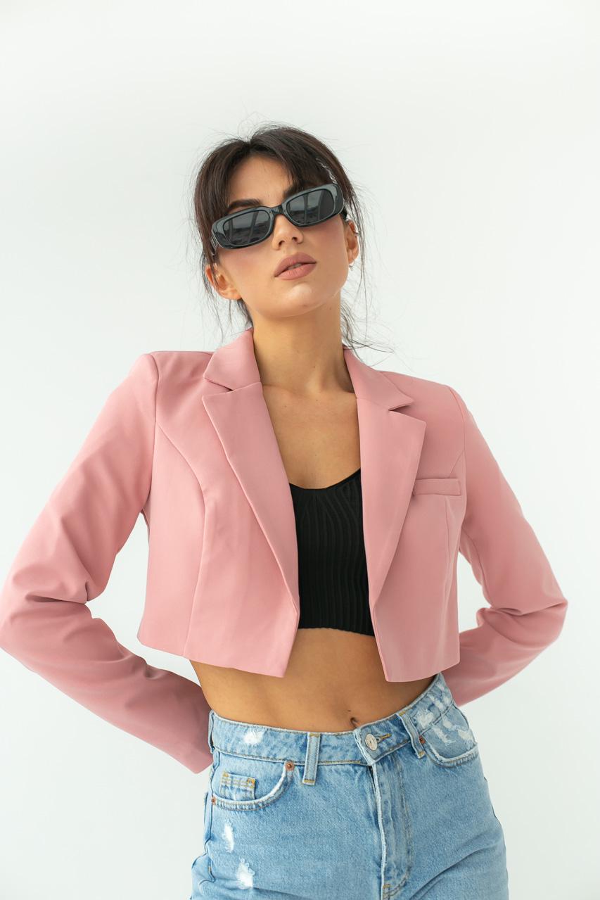Жакет укороченный прямого фасона CLABFRENDY р. 40 Пудровый (9527878)