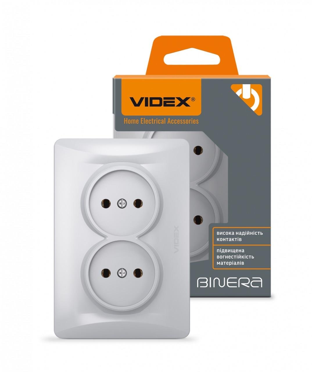 Розетка двойная Videx Binera VF-BNSK2-SS Серебряный шелк (1642610923)