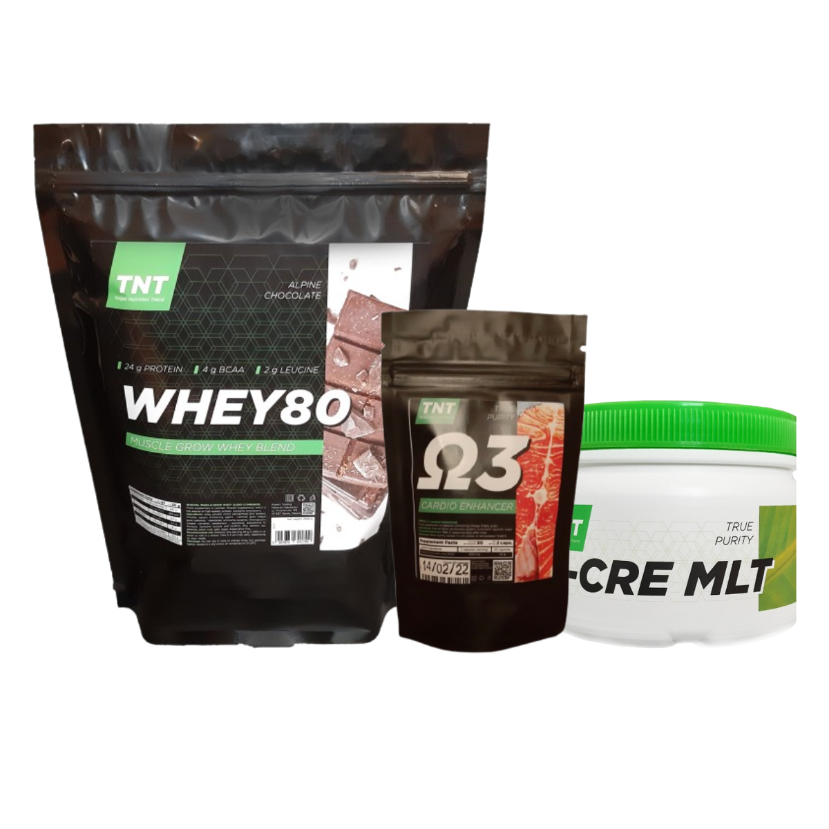 Набор для спорта TNT Nutrition Протеин 2 кг/креатин 0,3 кг/Omega-3 Альпийский шоколад (2413350519)