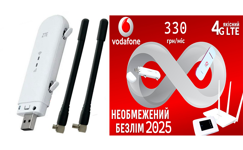 Модем мобильный USB WI-FI 3G/4G LTE ZTE MF79U и безлимитный пакет Vodafone интернет