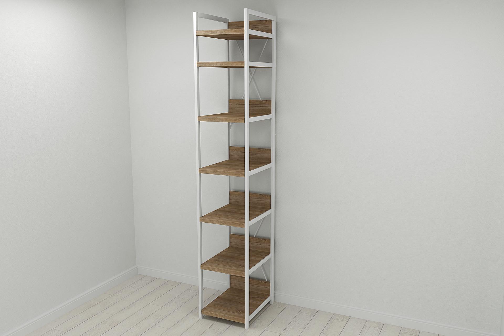 Шкаф гардероб уни секция 4 серии Конект Ferrum-decor 220x40x50 см металл Белый/ДСП Дуб Таверна (SHG104)