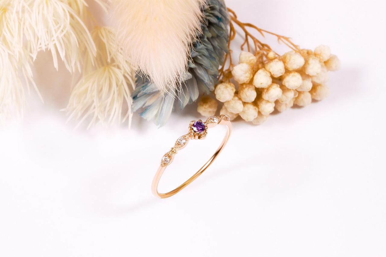 Кільце з червоного золота з аметистом (2244073468)