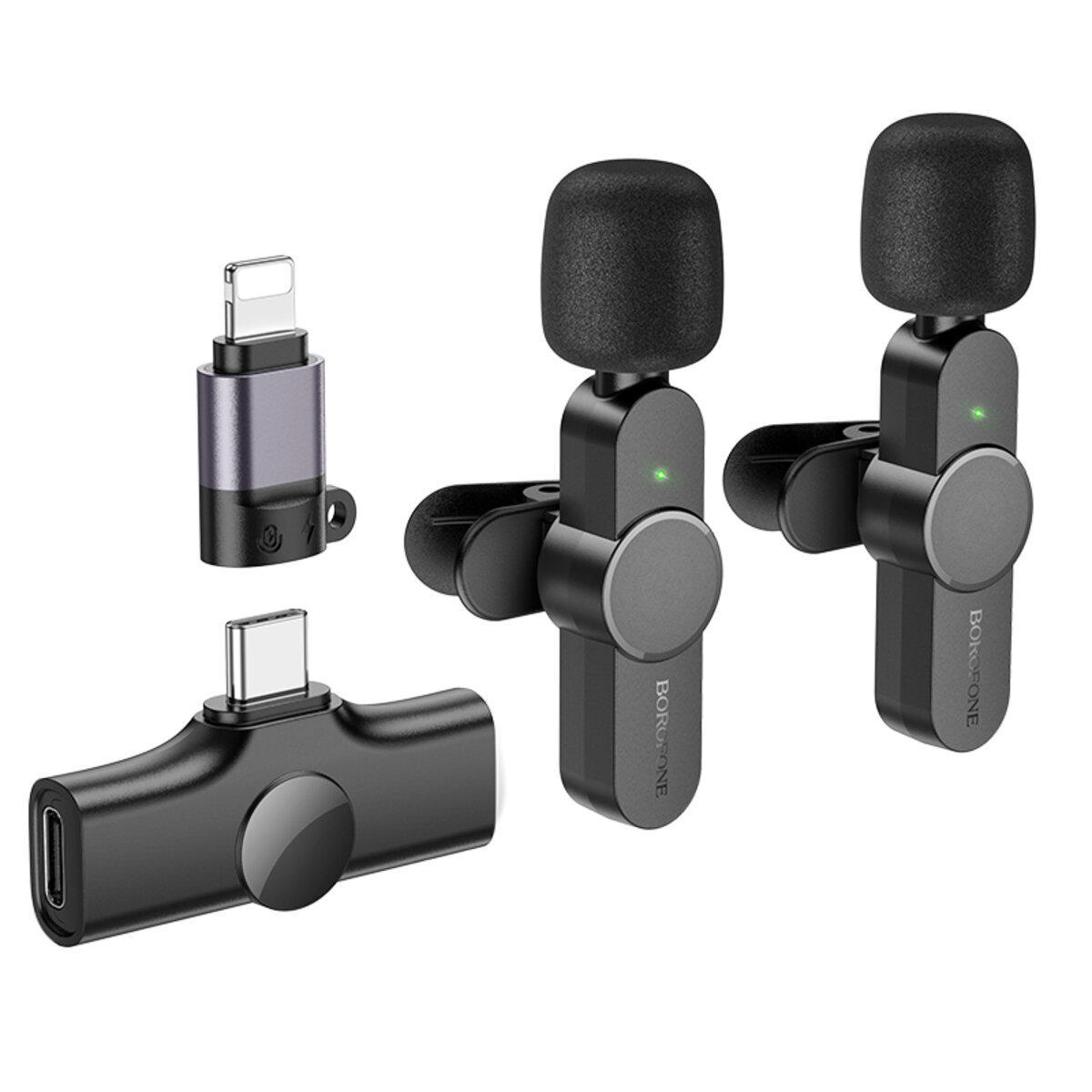 Комплект беспроводных петличных микрофонов Borofone BFK12 Trophy lavalier iP/Type-C 70 mAh Black (6941991106408) Комплект беспроводных петличных микрофонов Borofone BFK12 Trophy lavalier iP/Type-C 70 mAh Black (6941991106408)