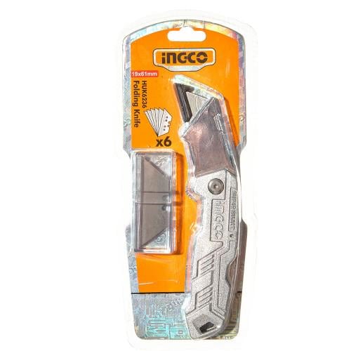 Нож складной INGCO алюминиевый 5 лезвий трапеция SK5 (000199275) Нож складной INGCO алюминиевый 5 лезвий трапеция SK5 (000199275)