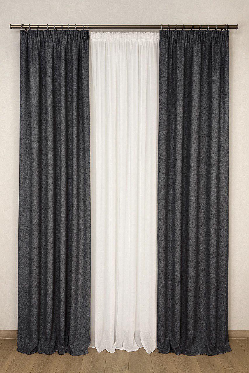 Комплект штор Лен-Рогожка 2 шт. 150x280 см Графитовый Комплект штор Лен-Рогожка 2 шт. 150x280 см Графитовый