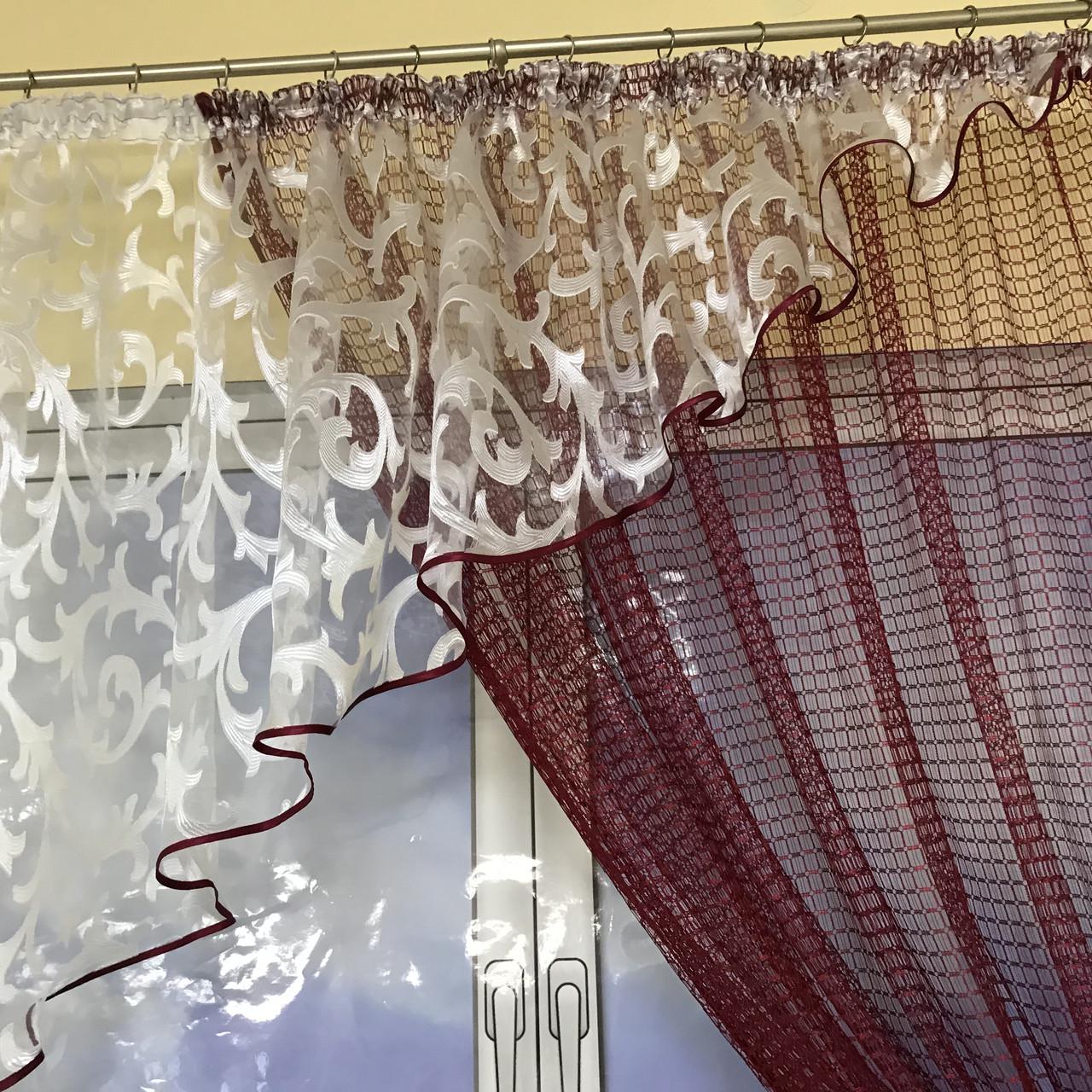 Фіранка коротка з сітки ALBO 400x180 см Бордовий - фото 3
