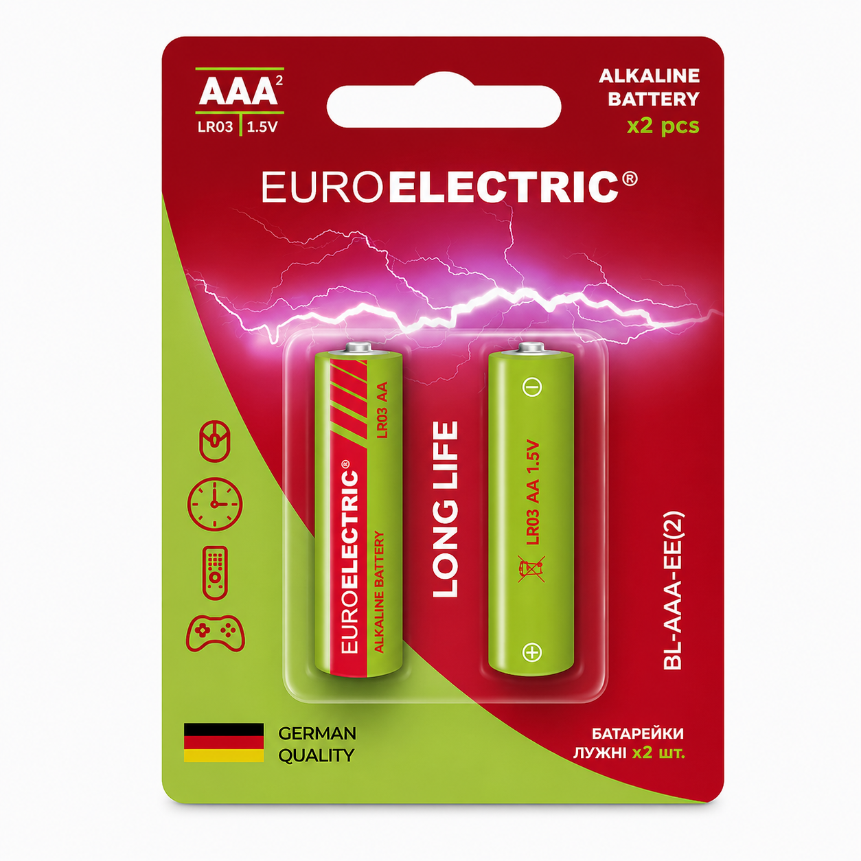 Батарейка EUROELECTRIC АА щелочная 1,5V blister 2 шт. (4260642633127)