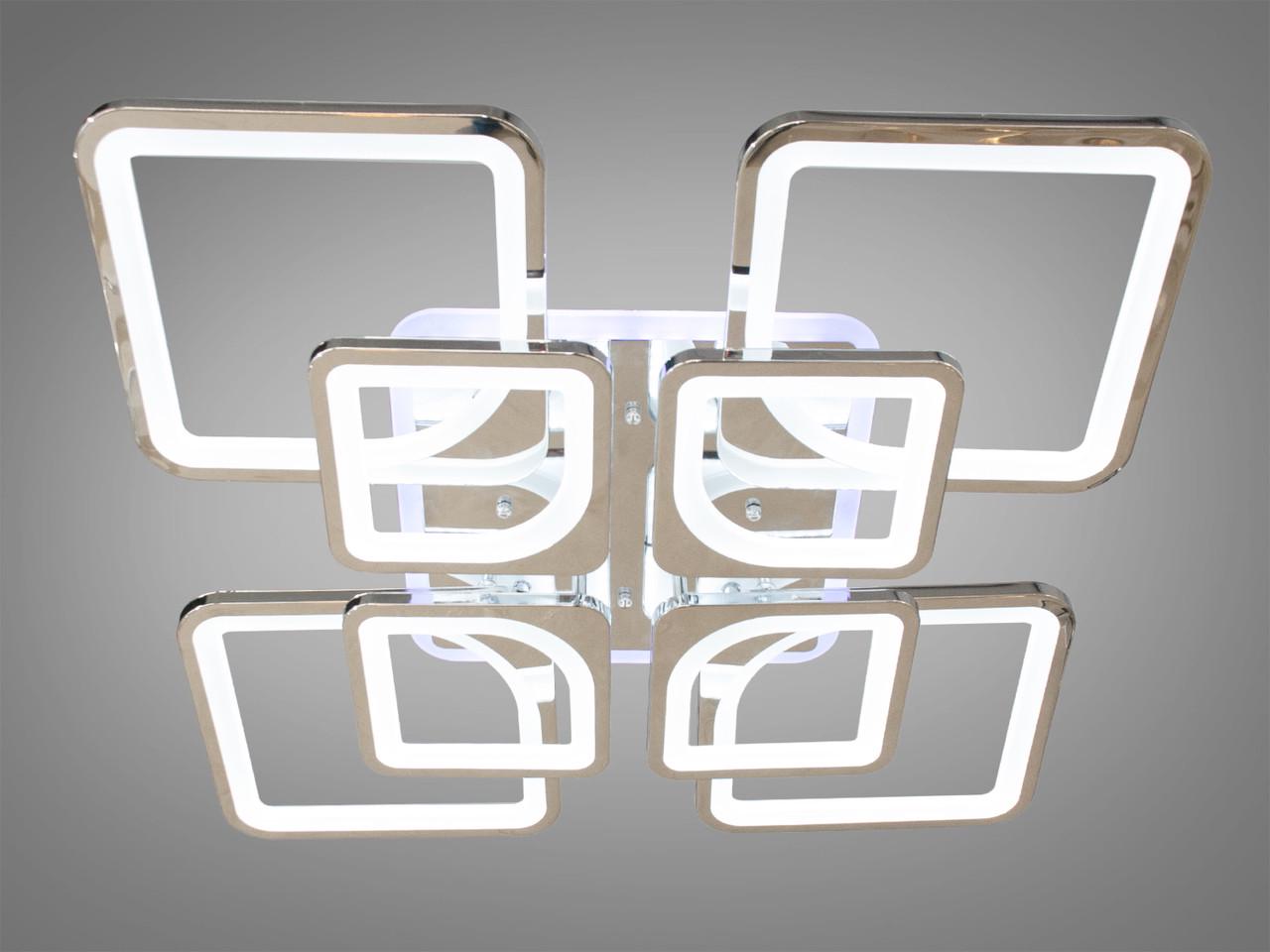 Люстра светодиодная 8060-4+4HR-LS с пультом и подсветкой 150W на 21 м2 Хром (1436485317) - фото 2 Люстра светодиодная 8060-4+4HR-LS с пультом и подсветкой 150W на 21 м2 Хром (1436485317) - фото 2