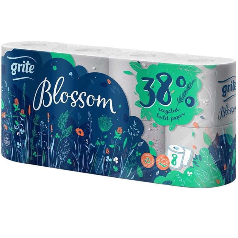 Туалетний папір тришаровий GRITE Blossom 7 шт. х 8 рулонів (17699)