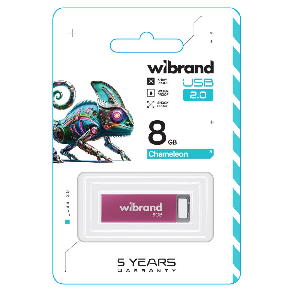 Флеш-пам'ять USB Wibrand WI2.0/CH8U6P Chameleon 8 Гб Pink - фото 2