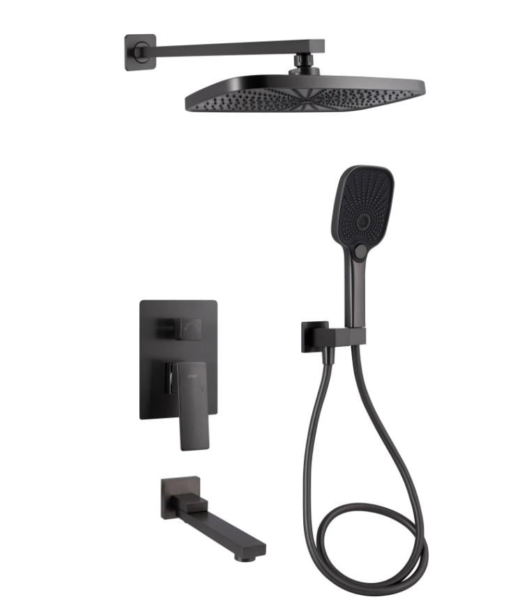 Душевая система универсальная Qtap Gemini скрытого монтажа Gunmetal Black PVD (QTGEM114GMB45704)