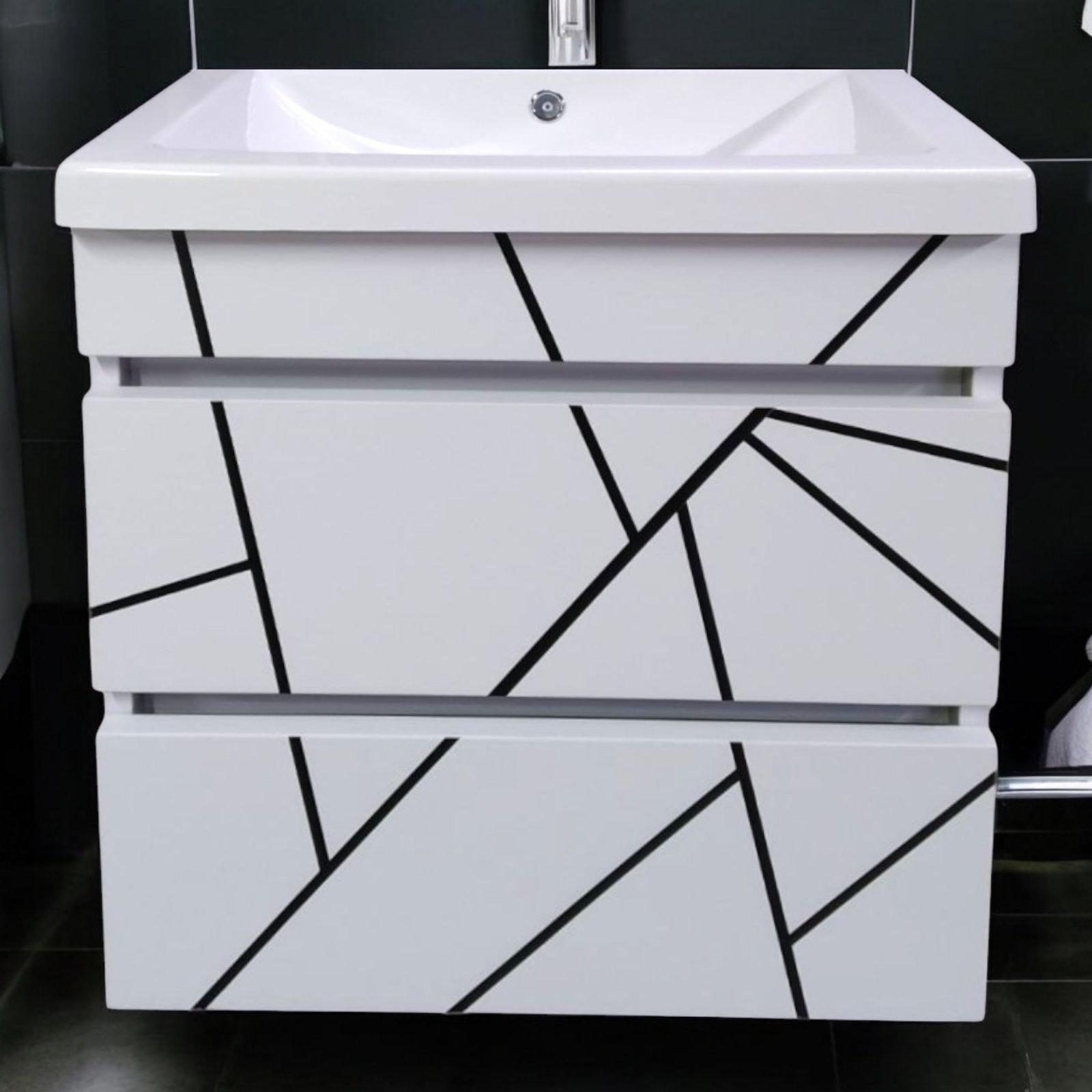 Тумба подвесная для ванной комнаты пластиковая Mikola-M Atlant Chaos 80 см White/Black (2383) - фото 8 Тумба подвесная для ванной комнаты пластиковая Mikola-M Atlant Chaos 80 см White/Black (2383) - фото 8