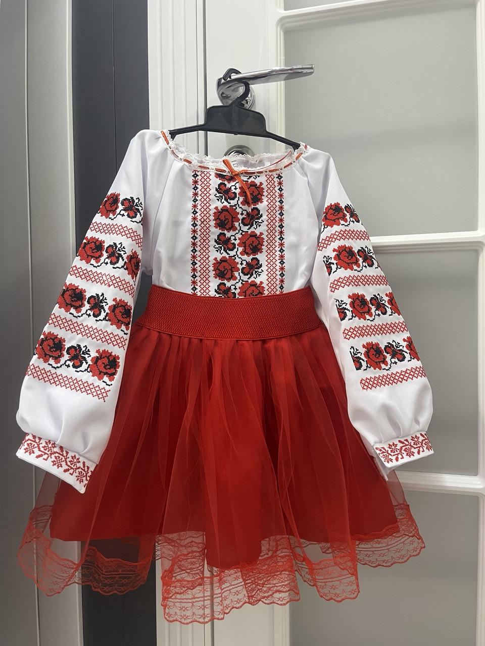 Костюм вышиванка для девочки 110 см Белый/Красный - фото 4 Костюм вышиванка для девочки 110 см Белый/Красный - фото 4