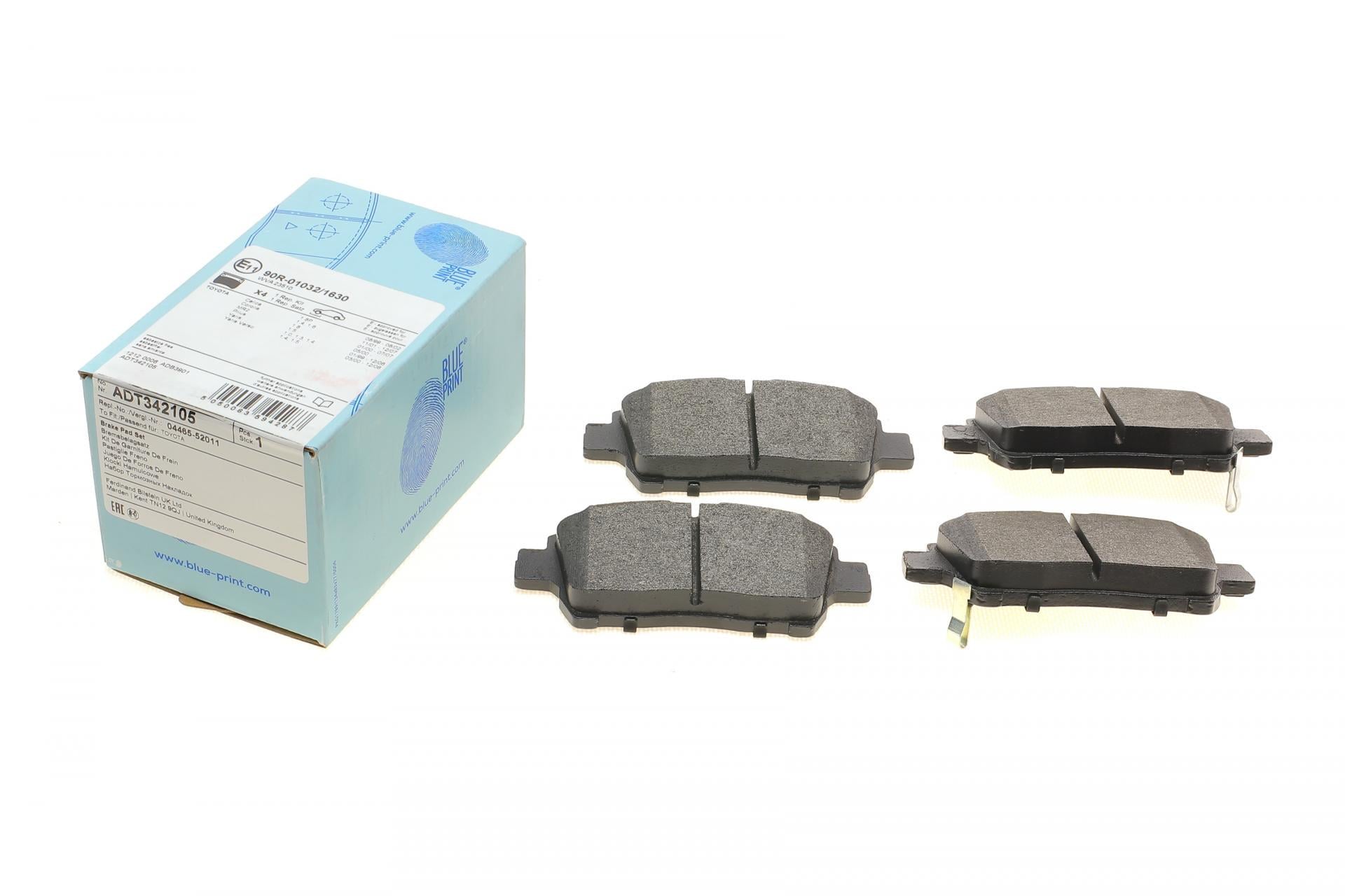 Колодки гальмівні передні BLUE PRINT ADT342105 Toyota Corolla 01-08/Prius 00-04/Yaris 99-05