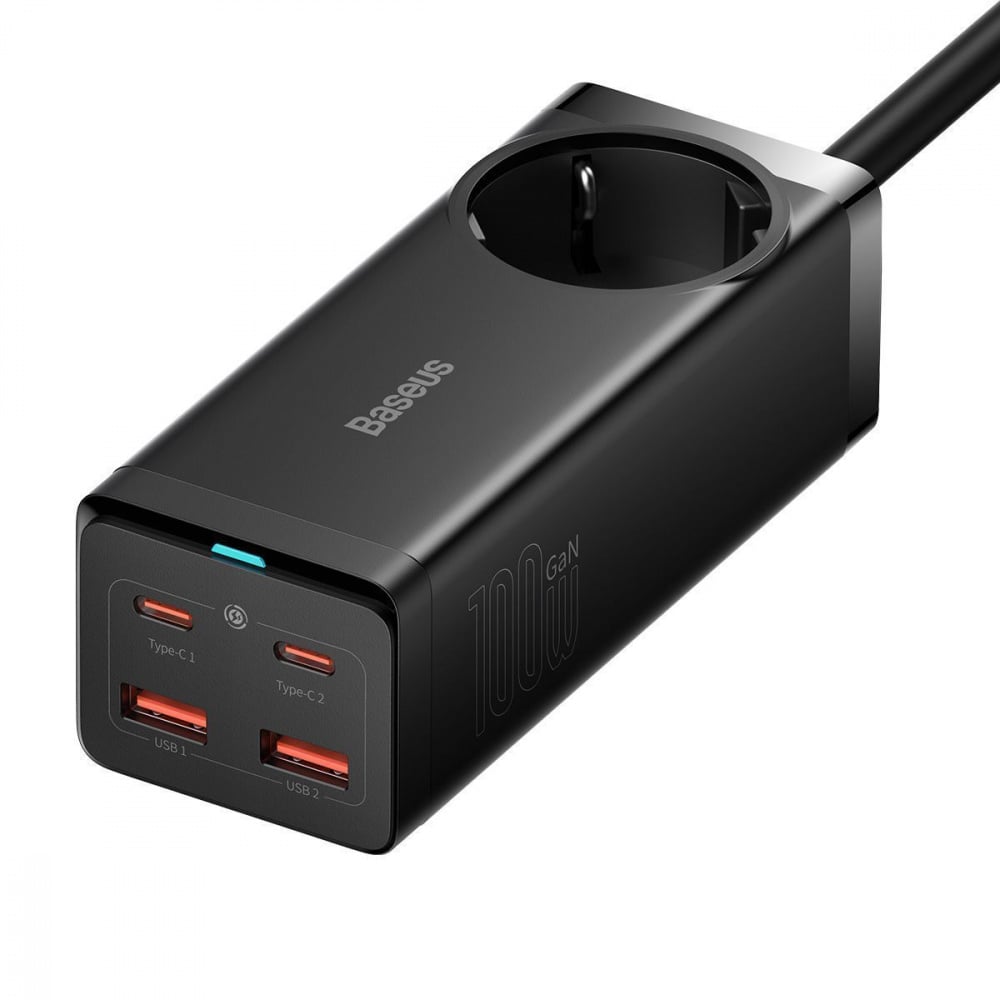 Зарядное устройство BASEUS GaN3 Pro 100 W AC EU 2 USB 2 Type-C кабель Type-C to Type-C 100 W 20 V/5A 1 м Black - фото 4