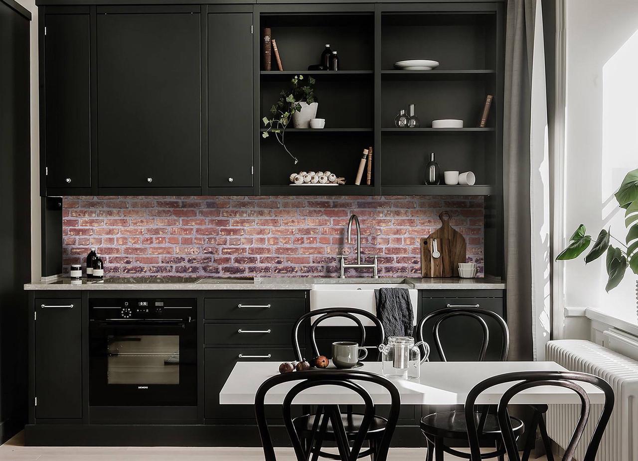 Кухонний фартух Червона цегла 02 із самоклеючої вінілової плівки 65х250 см Коричневий