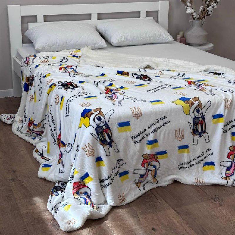 Плед-покрывало двустороннее с рисунком 150х210 см Молочный (PL-1.5-8)