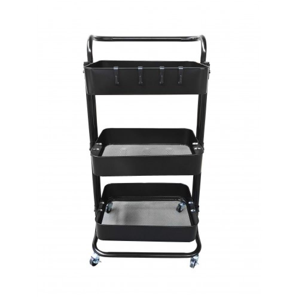 Стеллаж Bonro B-023 с 3 пластиковыми полками на колесах Черный (106-76-42400113)