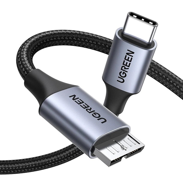 Кабель UGREEN US565 USB-C to micro USB-B 15W 0,5 м Aluminium Space Grey (15231)