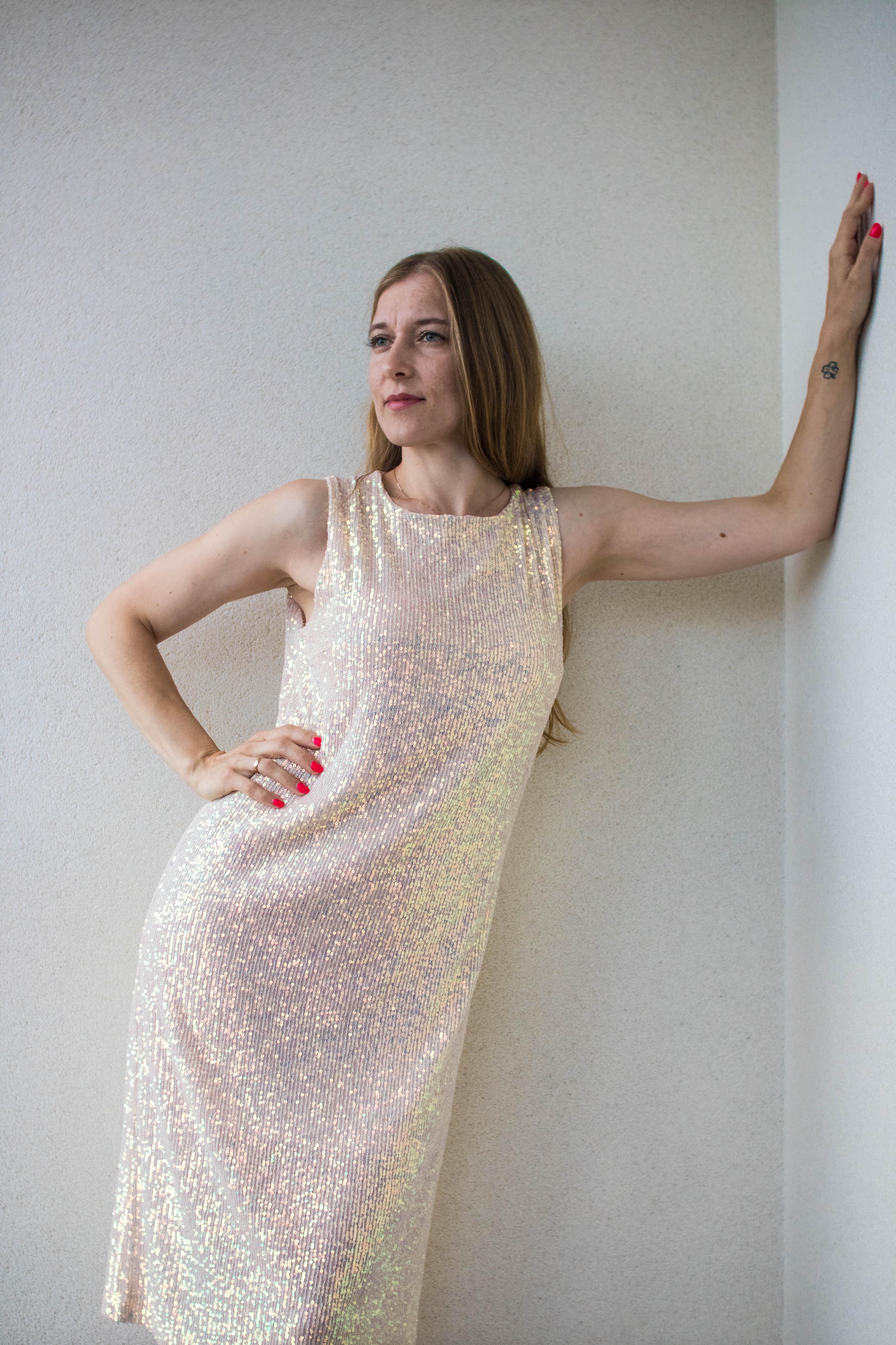 Плаття міді VSlatinina в паєтки S/М Айворі (01234567835) - фото 3